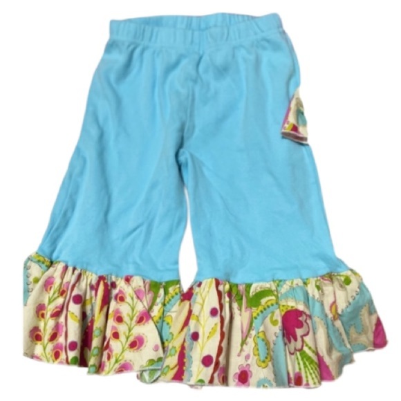 Lolly Wolly Doodle Floral Dress tie neck with Matching Ruffle Pants Sz 6 Girls - Picture 6 of 8